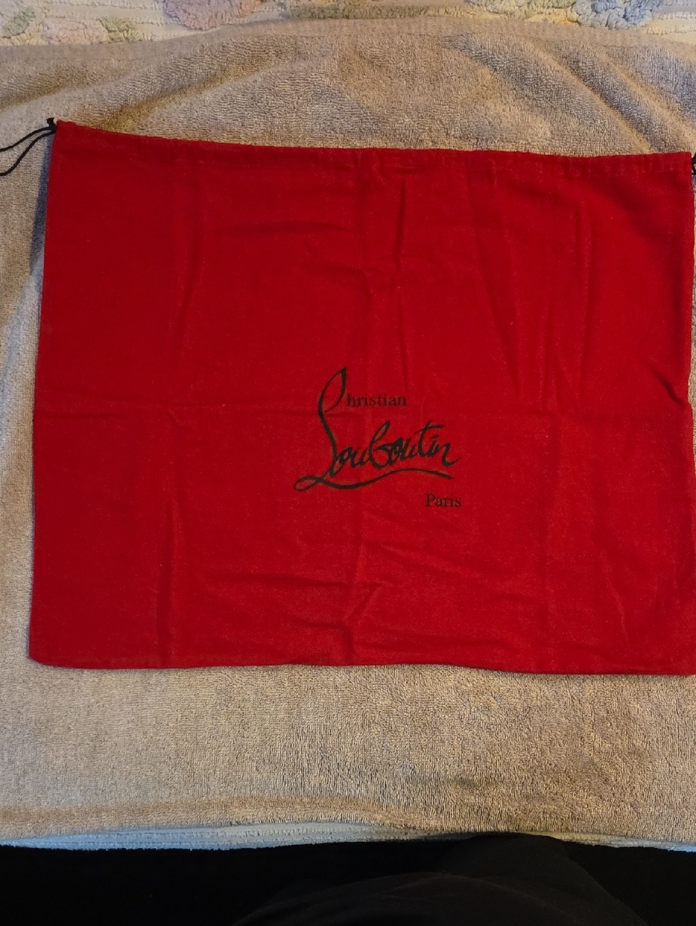 Christian Louboutin Red Drawstring Dust Bag with Black Logo